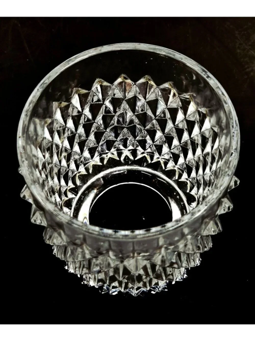 Vintage Diamond-Cut Clear Fairy Lamp, Fairy Light Candle Holder w/Pedestal Base - Picture 3 of 9